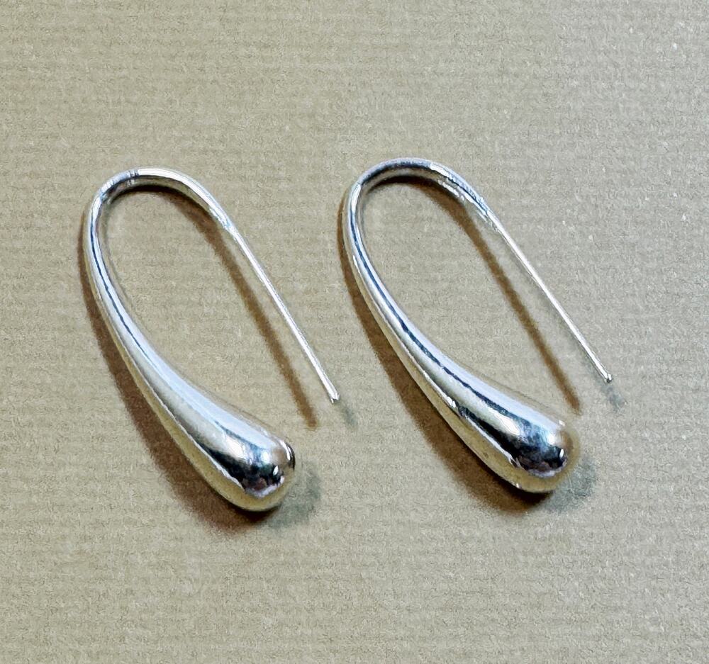 925 Silver Plated Teardrop Threader Earrings Minimalist Dangle Earrings E306